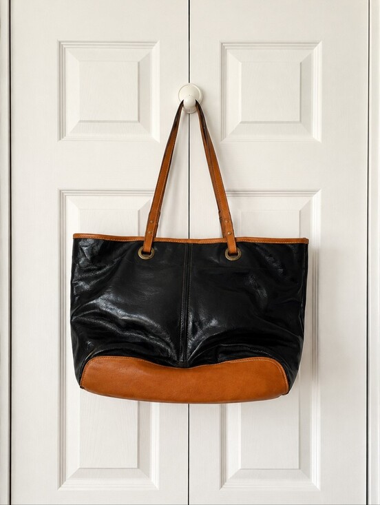 Nine West Handbags - NINE WEST Black and Tan Patent Leather Handbag.